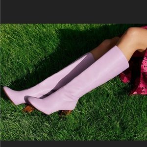 💯Auth Kate Spade Rochelle frosted lilac knee high boots size 7